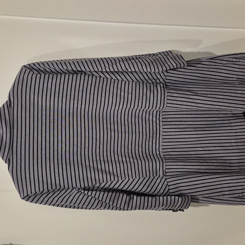 Cabi Mock Neck Stripe Coat Cotton Blend 3 quarter sleeve - Picture 5 of 9